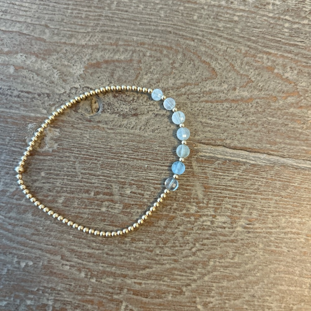 Karen Lazer Gold and Blue/green Beaded Bracelet